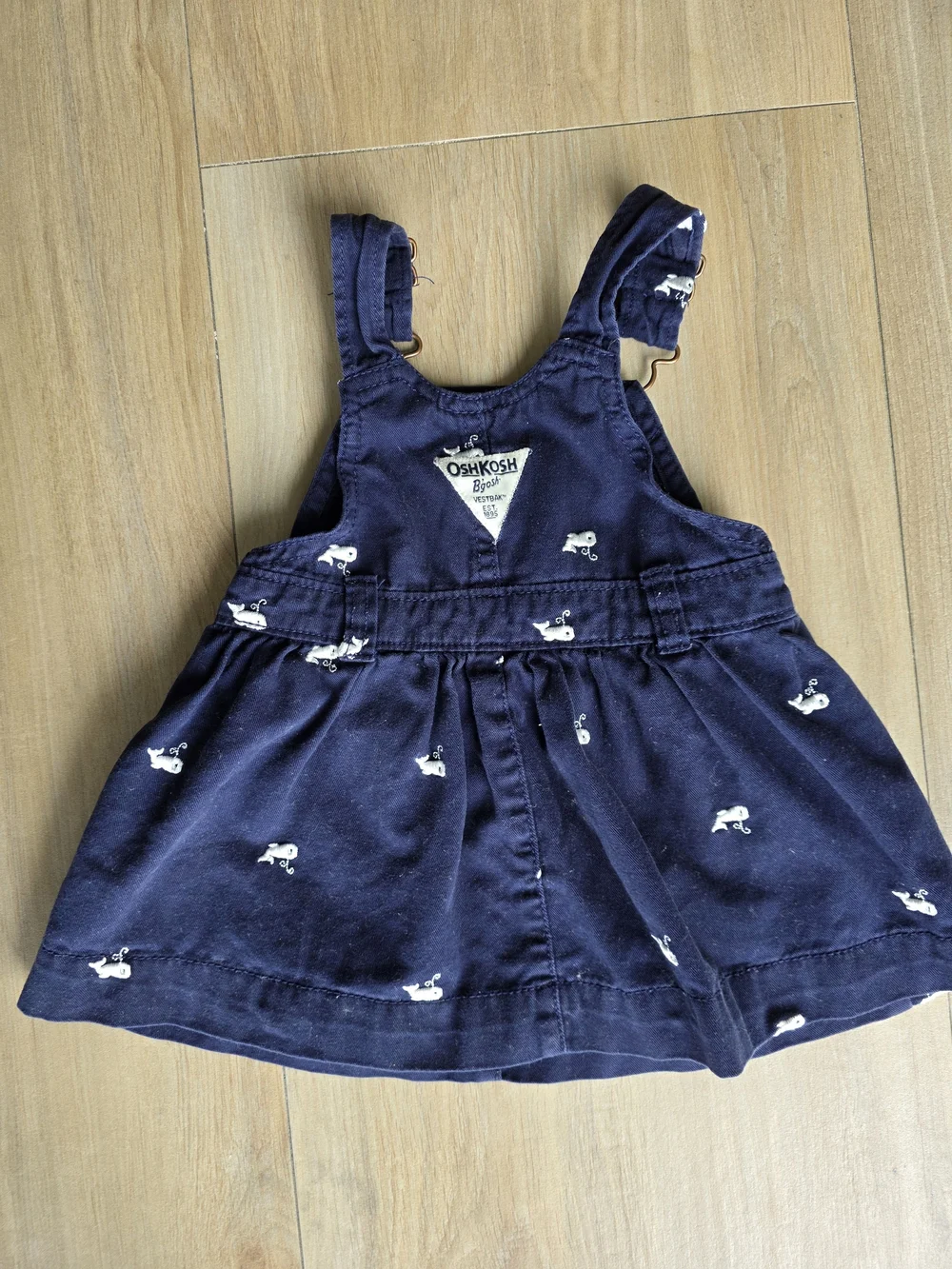 OshKosh B’gosh Navy Whale Overall Dress Size 12M